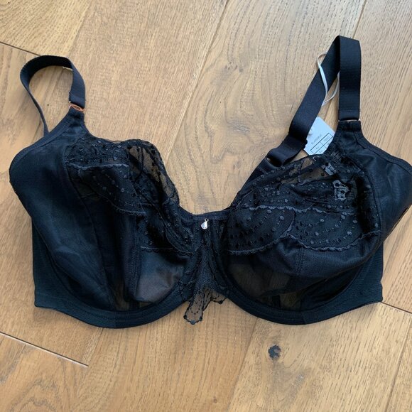 Women's Elomi Priya Plunge Bra Sexy Black Size 38J - Picture 6 of 11
